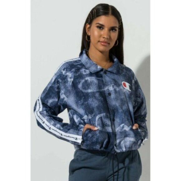 Champion Coaches Jacket Indigo "Demin Logo" Women S and M NWT - Picture 3 of 8